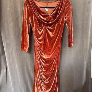 Deadly Dames Film Noir dress women’s small Velvet Rust Rose Micheline Pitt Vixen